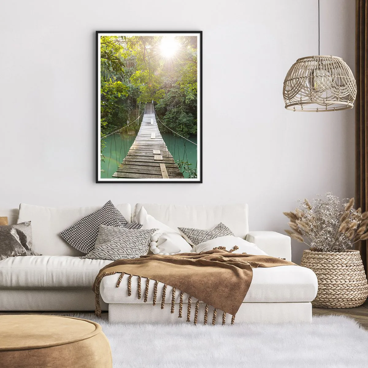 Poszter fehér keretben - Az azúrkék vízen át az azúrkék erdőbe - 70x100 cm