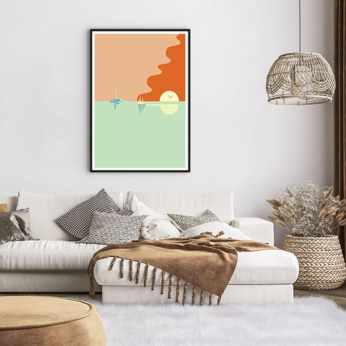 Affiche dans un cadre noir - Poster - Paysage idéal de la mer - 70x100 cm