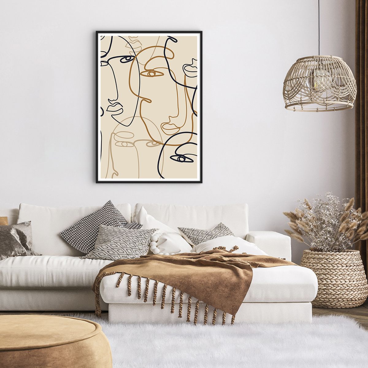 Poster in Black Frame Abstraction, Poster in Black Frame Face, Poster in Black Frame Graphics, Poster in Black Frame Lineart, Poster in Black Frame Modern Art