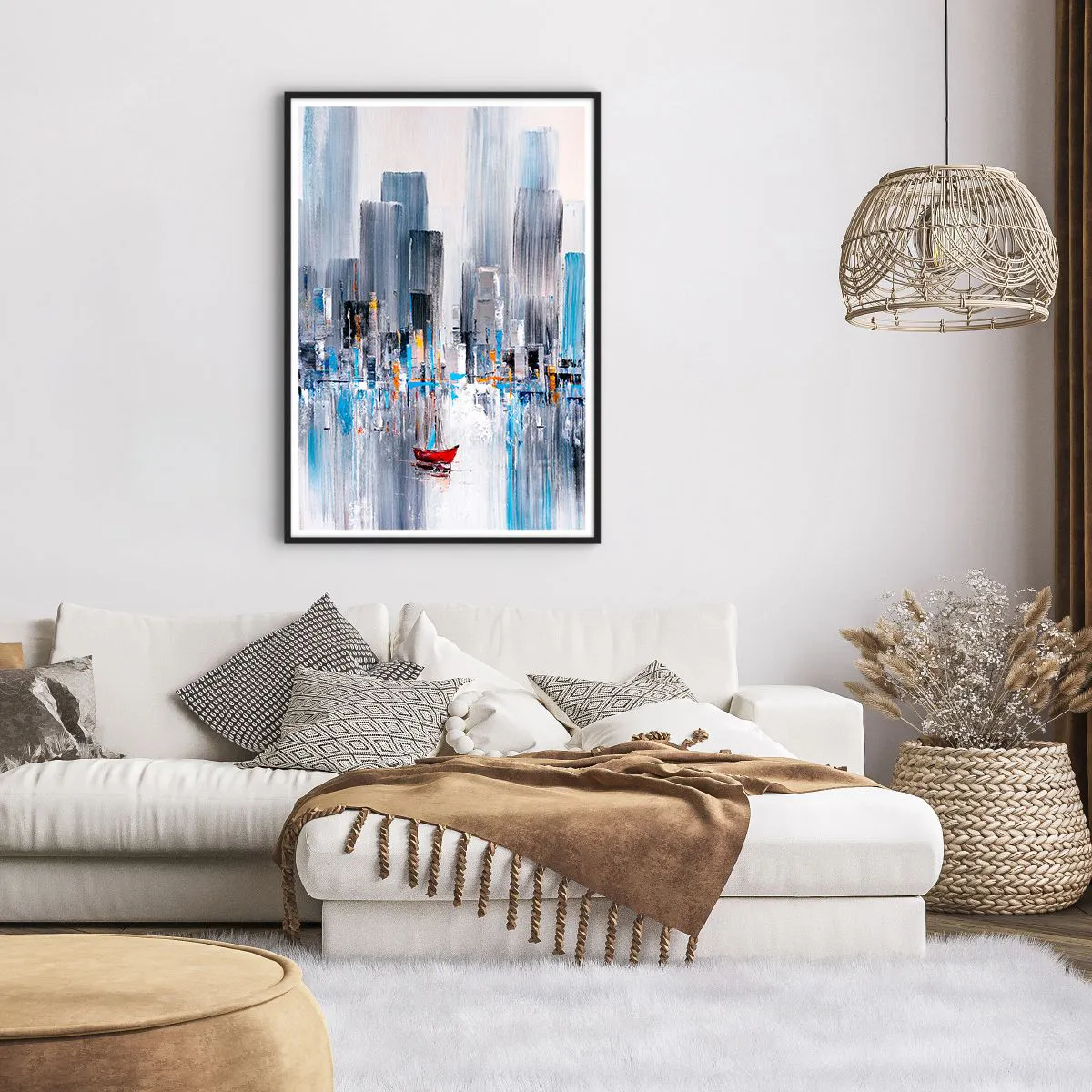 Plakat i sort ramme - Metropolis ved bugten - 70x100 cm