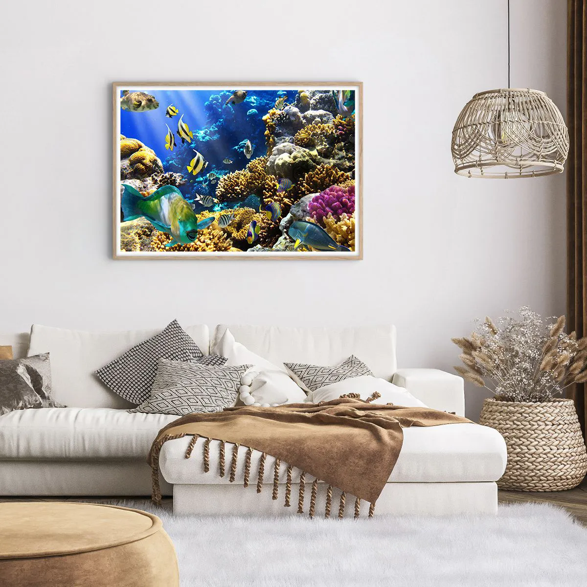 Poster in light oak frame - Big Traffic to Holiday Destination - 100x70 cm