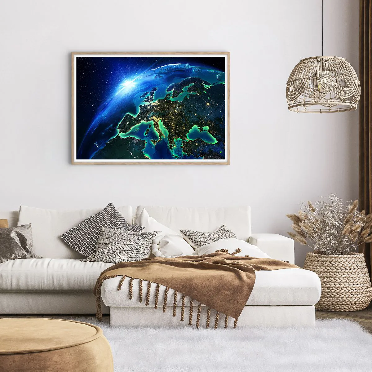 Plagát v ráme zo svetlého duba - Iskrivá Európa - 100x70 cm