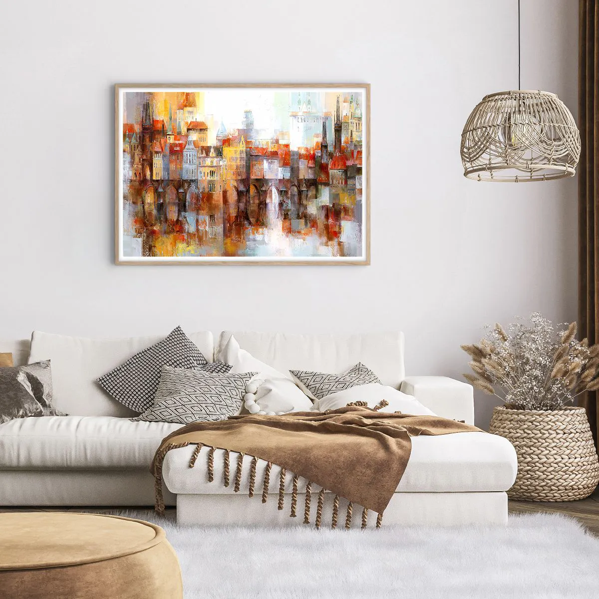 Plagát v ráme zo svetlého duba - Pod mostom je tiež krásne - 100x70 cm