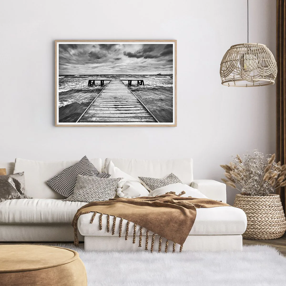 Pôster com moldura de carvalho claro - Estou à espera do vento, que vai dispersar... - 100x70 cm