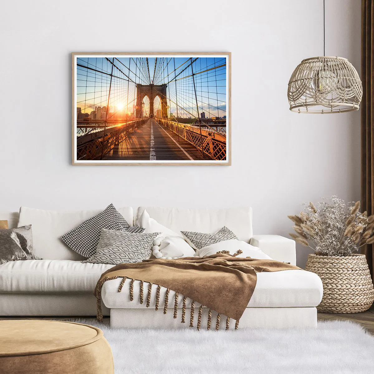 Poszter világos tölgy keretben - Az arany hídon - 100x70 cm