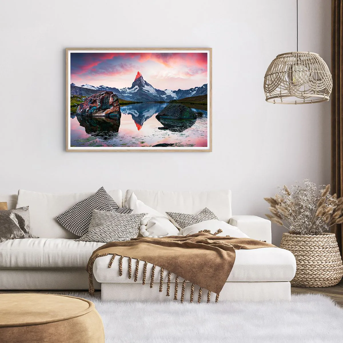 Póster en marco roble claro - El corazón de las montañas arde - 100x70 cm