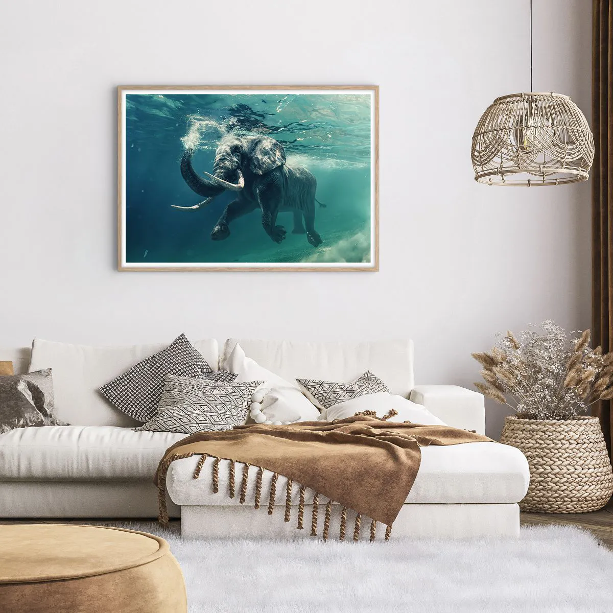 Poster in light oak frame - Everyone Likes to Swim - 100x70 cm