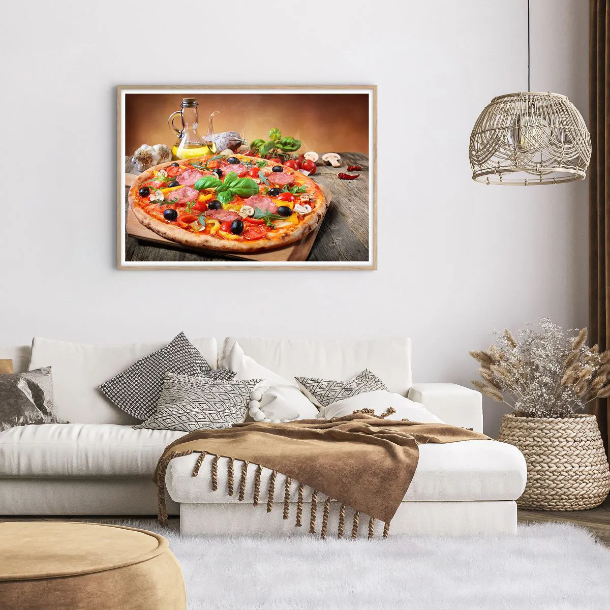 Plakat i ramme af lyst egetræ - Med en ægte italiensk smag - 100x70 cm