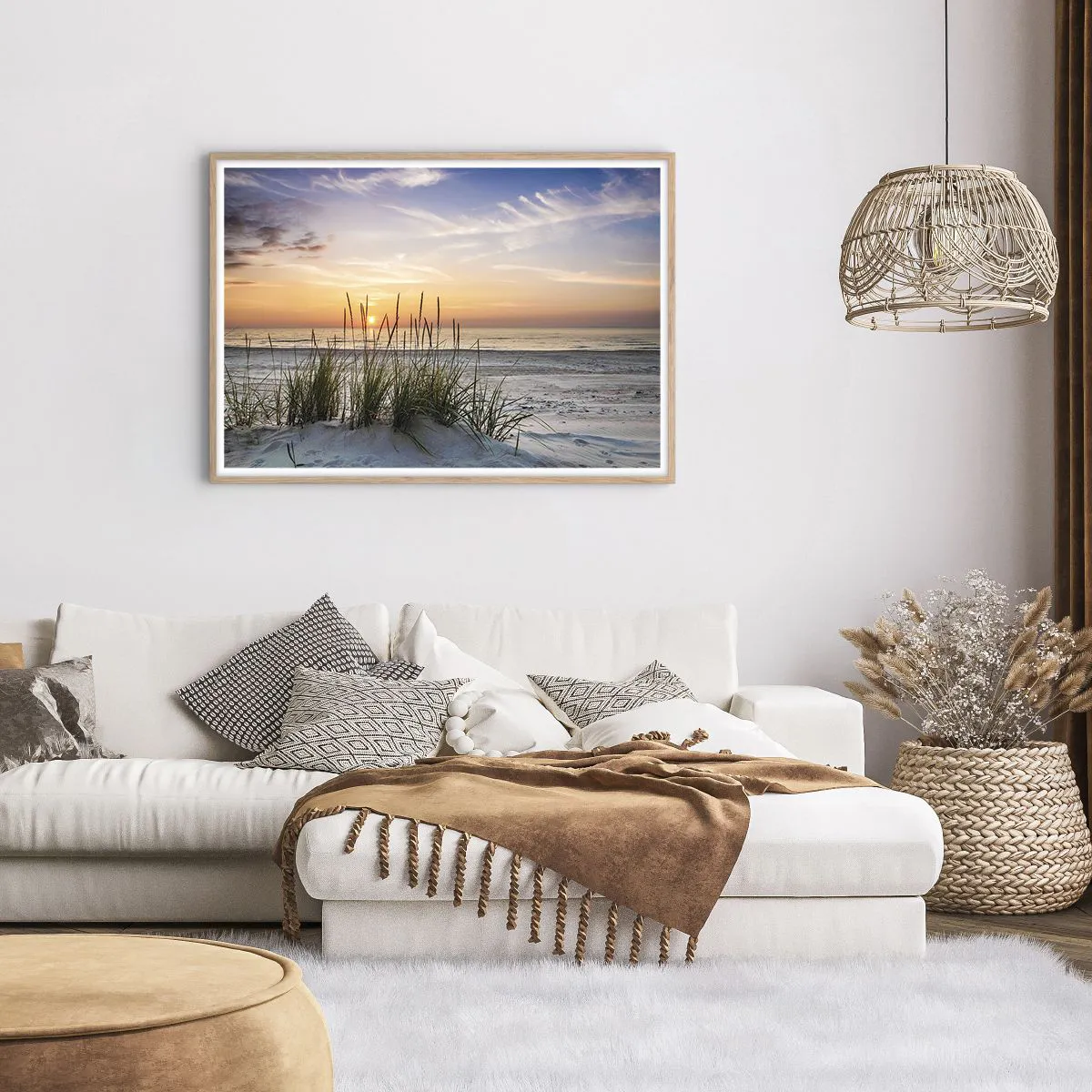 Poszter világos tölgy keretben - Nézz, gondolkozz, érezz - 100x70 cm