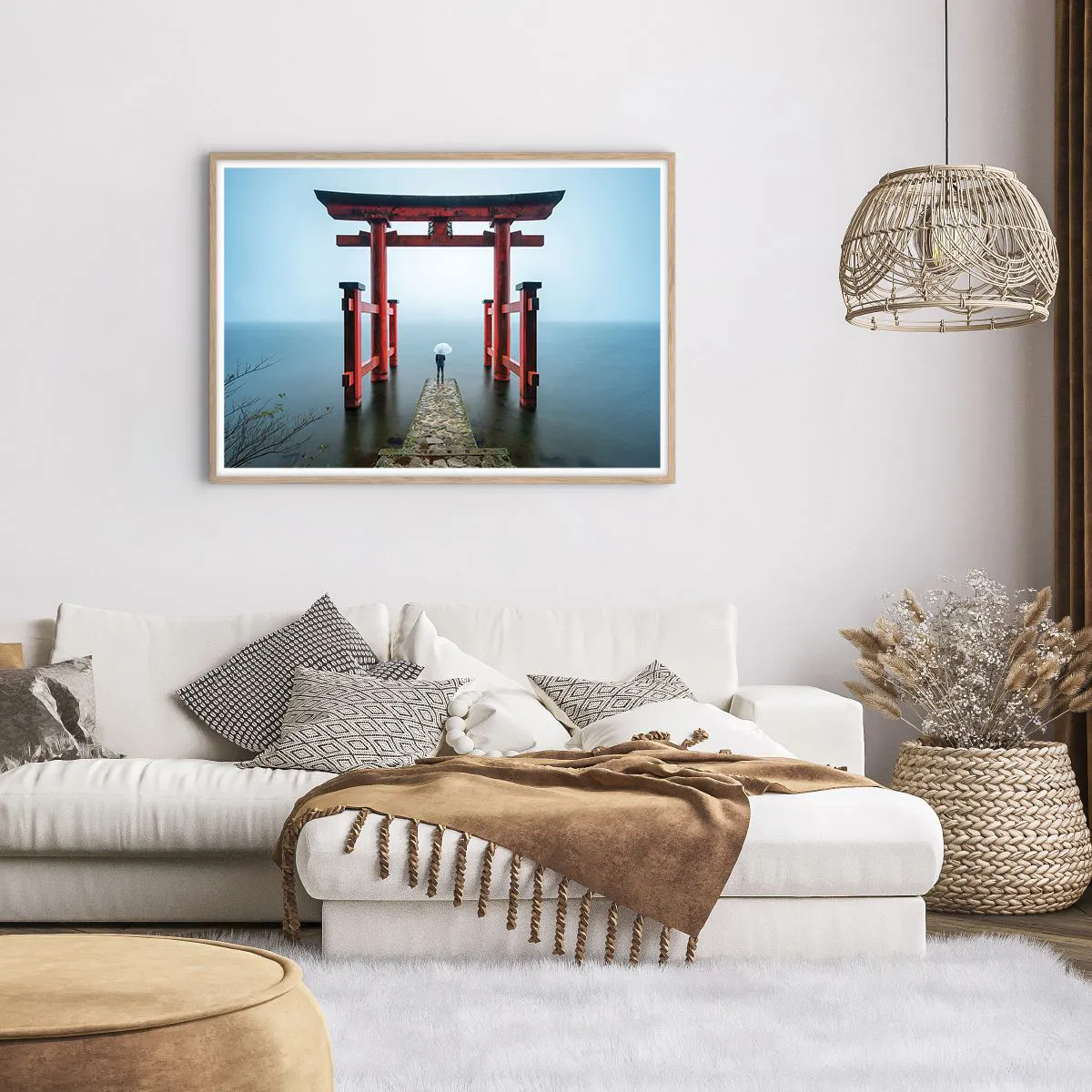 Plakat w ramie jasny dąb - Japońska zaduma - 100x70 cm