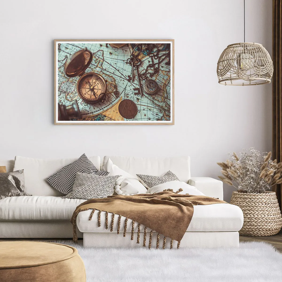 Plakat i ramme af lyst egetræ - For eventyreren - 100x70 cm