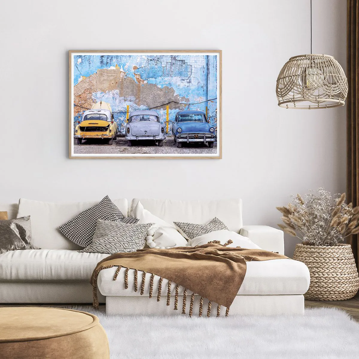 Plakat i ramme af lyst egetræ - Møde for veteraner - 100x70 cm