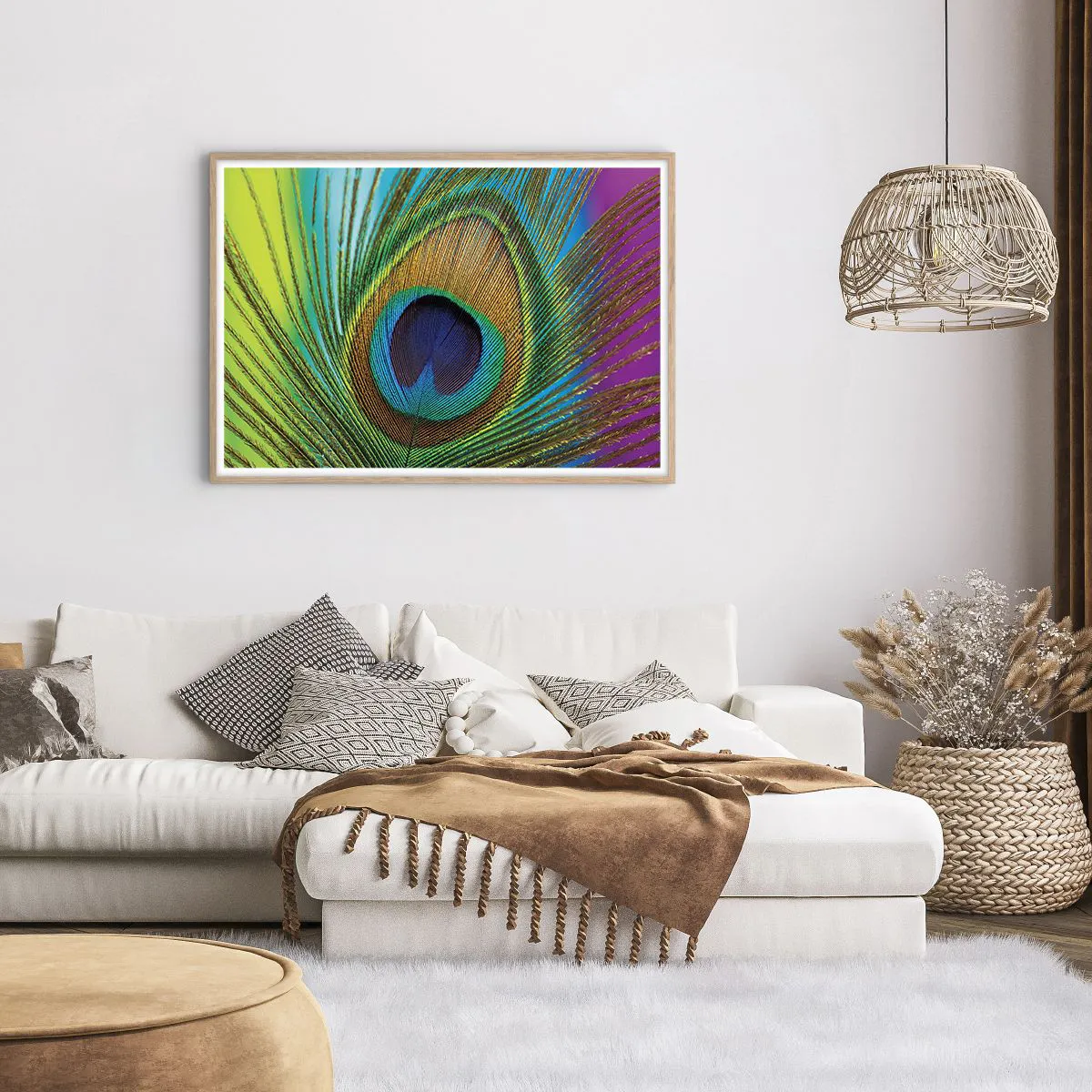 Plakat i ramme af lyst egetræ - Øje mod øje - 100x70 cm