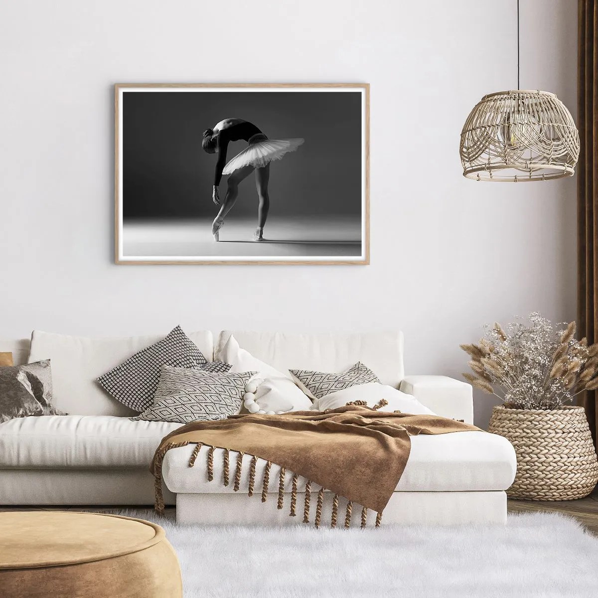 Plakát v rámu světlý dub - Bella ballerina - 100x70 cm