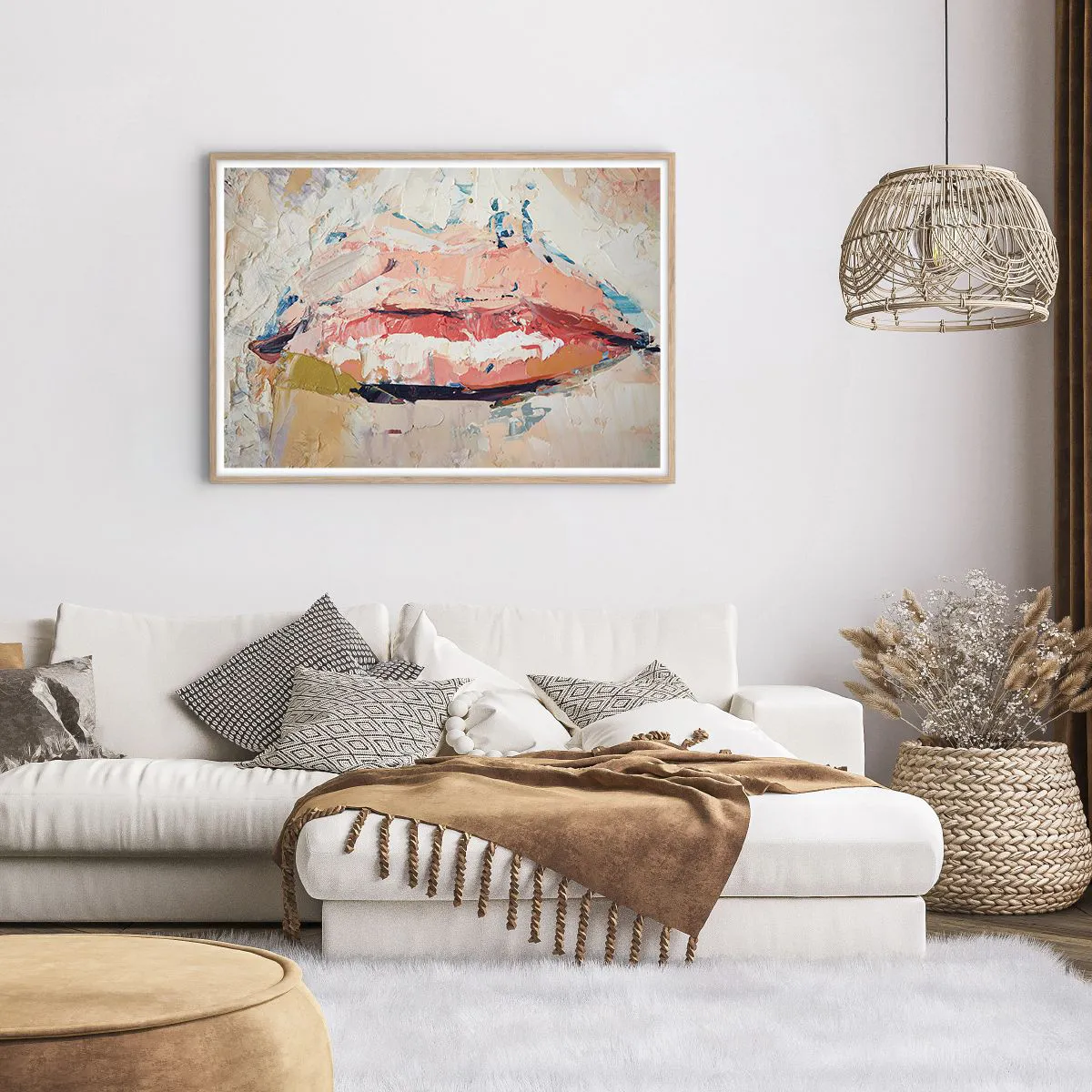 Pôster com moldura de carvalho claro - Desperta os sentidos - 100x70 cm