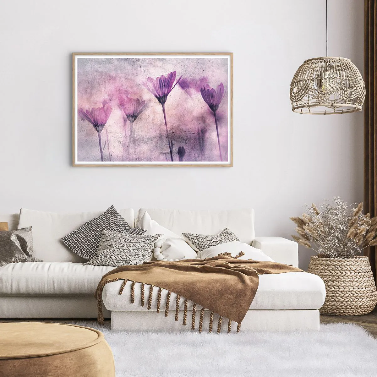 Affiche dans un chêne clair - Poster - Rêve de fleurs - 100x70 cm