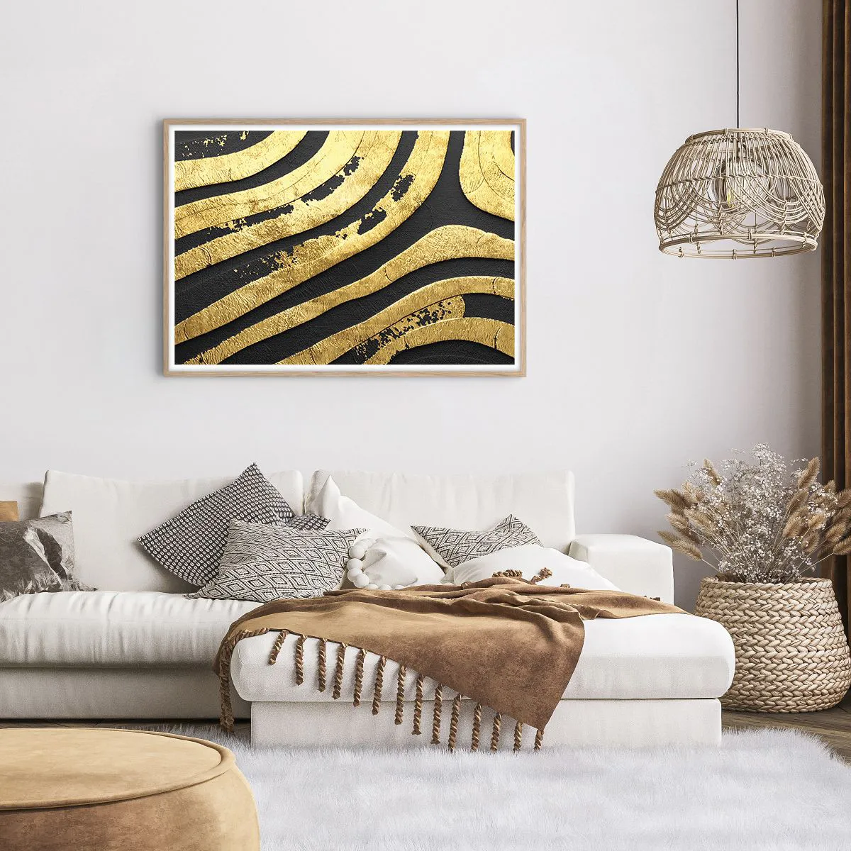 Plagát v ráme zo svetlého duba - Všetko plynie - 100x70 cm