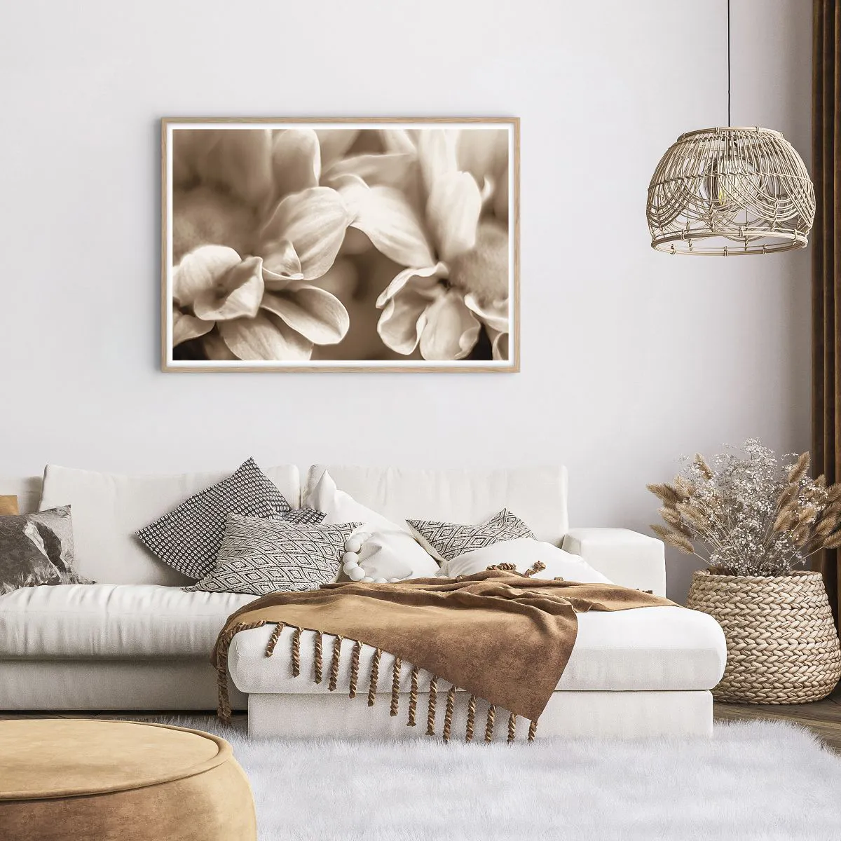 Poster in einem Rahmen aus heller Eiche - So sanft wie ein Lächeln - 100x70 cm