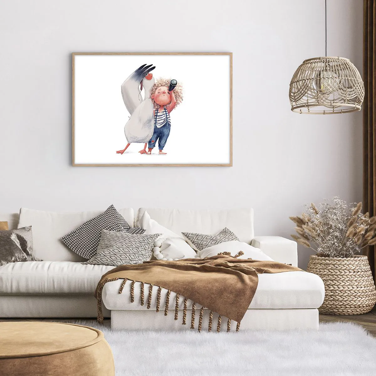 Plakat i ramme af lyst egetræ - En plan for en fantastisk rejse - 100x70 cm