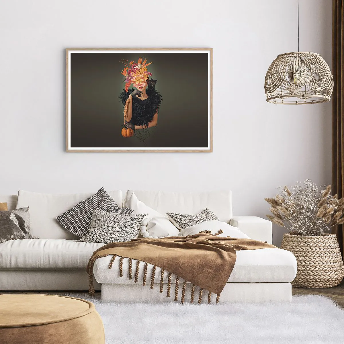 Plagát v ráme zo svetlého duba - Kúzlo čarodejnice - 100x70 cm