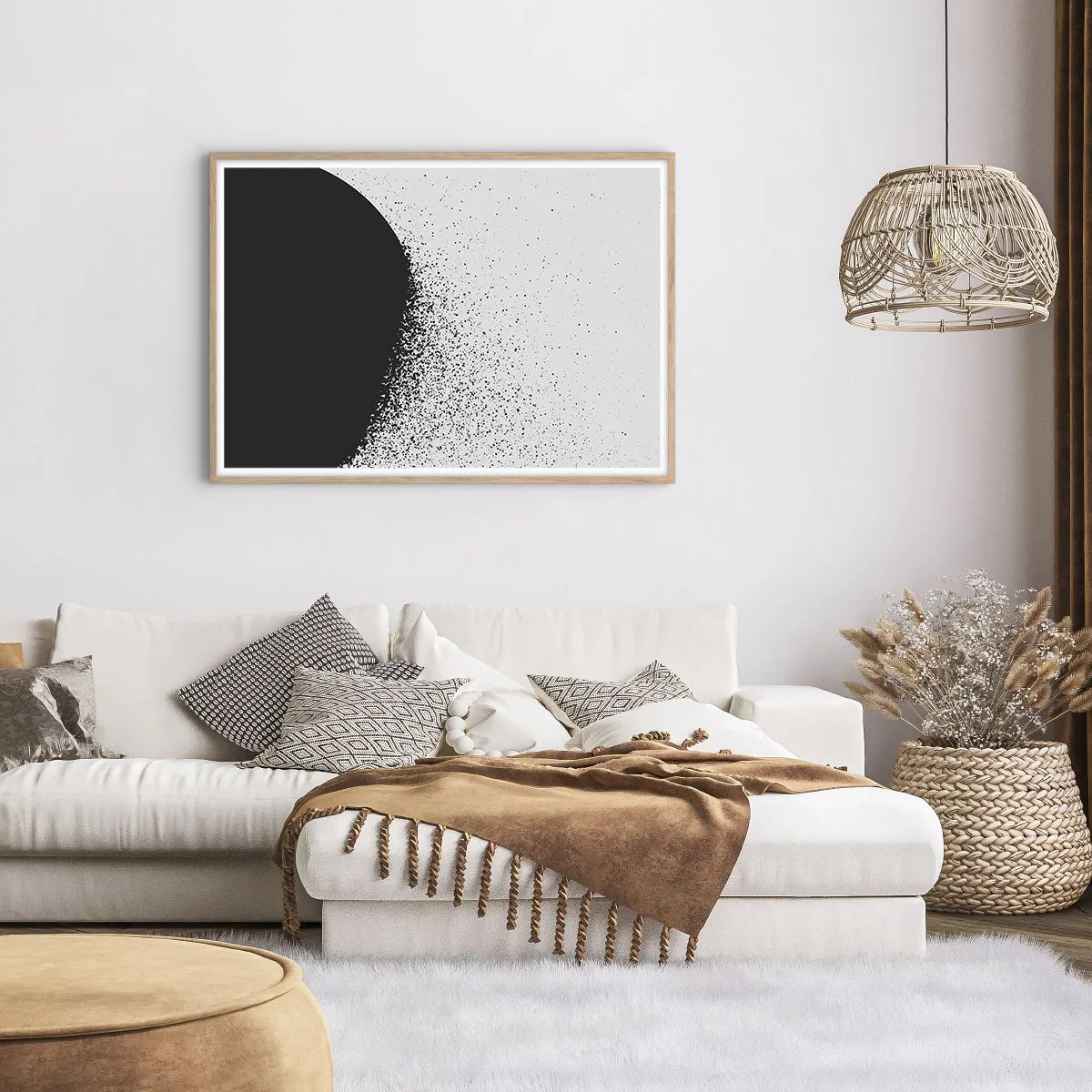 Poster in einem Rahmen aus heller Eiche - Bewegung von Molekülen - 100x70 cm