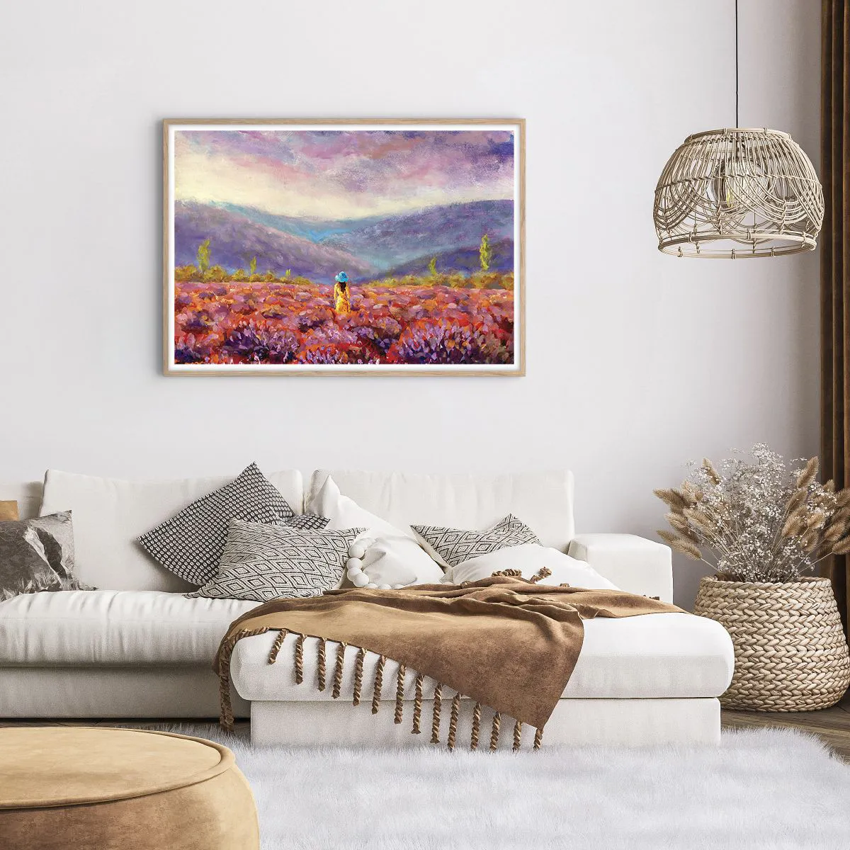 Poster in einem Rahmen aus heller Eiche - In einer Lavendelwelt - 100x70 cm