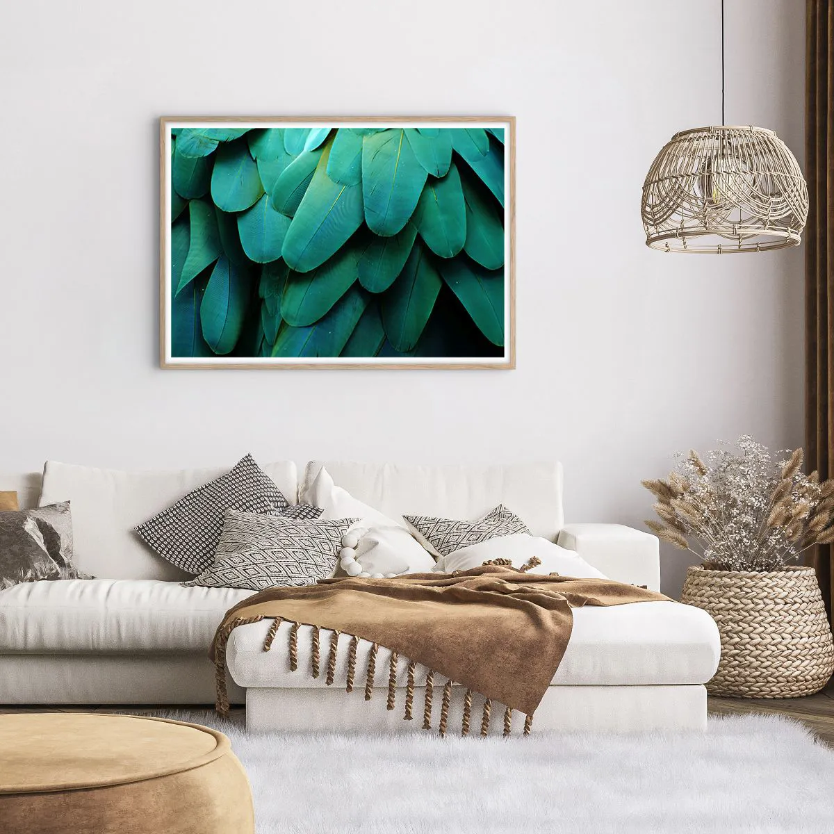 Plakát v rámu světlý dub - Přesnost papouščí povahy - 100x70 cm