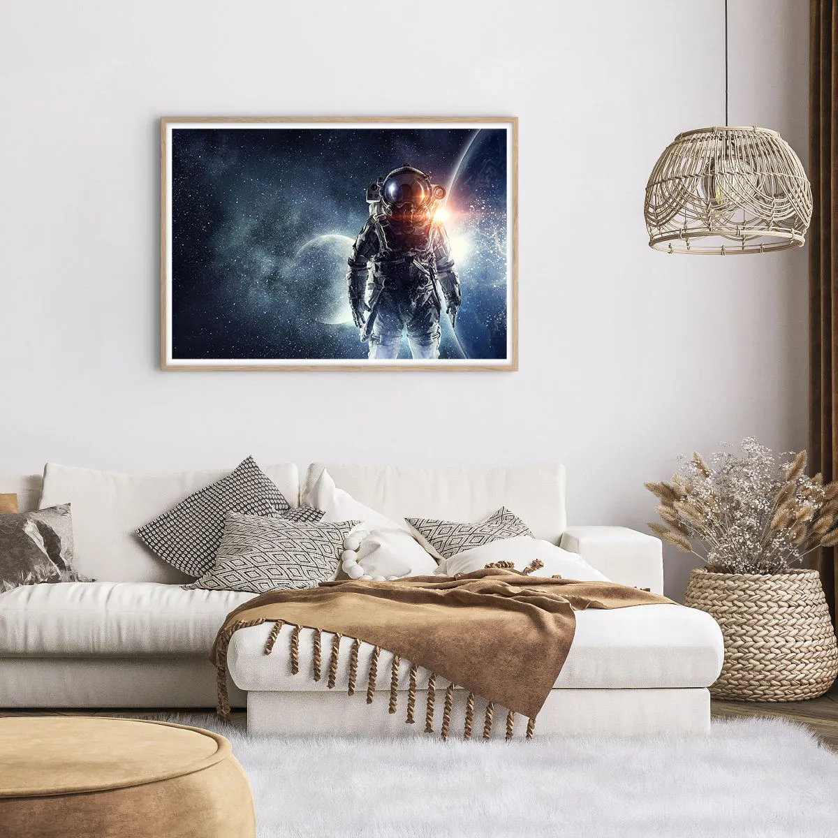 Affiche dans un chêne clair - Poster - Aventure spatiale - 100x70 cm