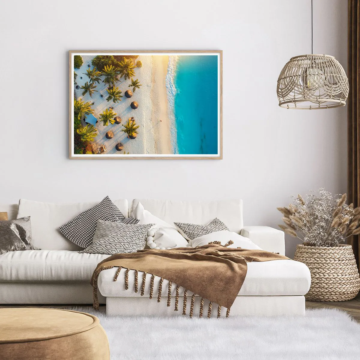 Poster in cornice rovere chiaro - Benvenuti in paradiso - 100x70 cm