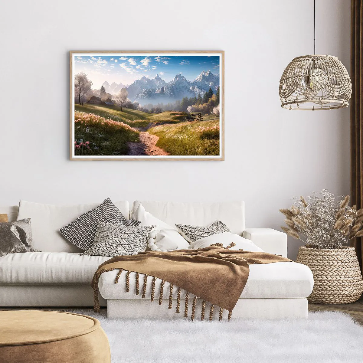 Poster in light oak frame - Quiet Valley - 100x70 cm
