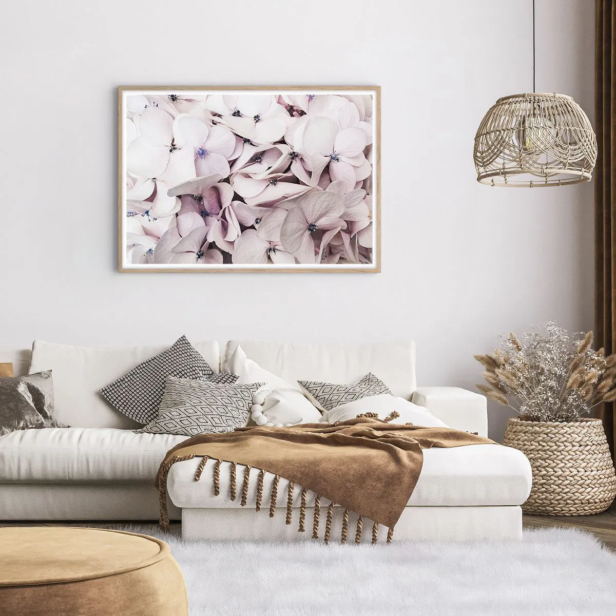 Poster în ramă de stejar deschis - Într-un potop de flori - 100x70 cm