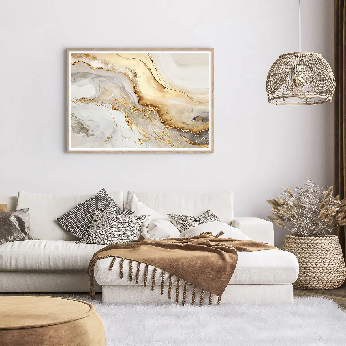 Poster in cornice rovere chiaro - Astrazione: bellezza e bontà - 100x70 cm