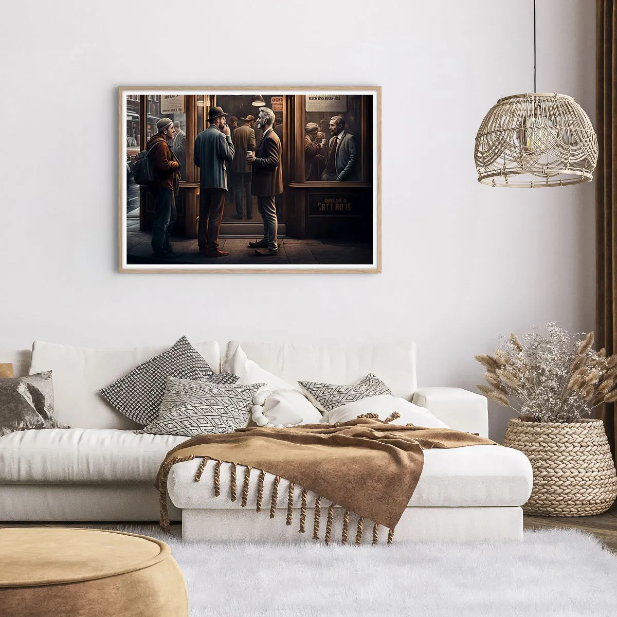 Pôster com moldura de carvalho claro - Boa hora do dia - 100x70 cm