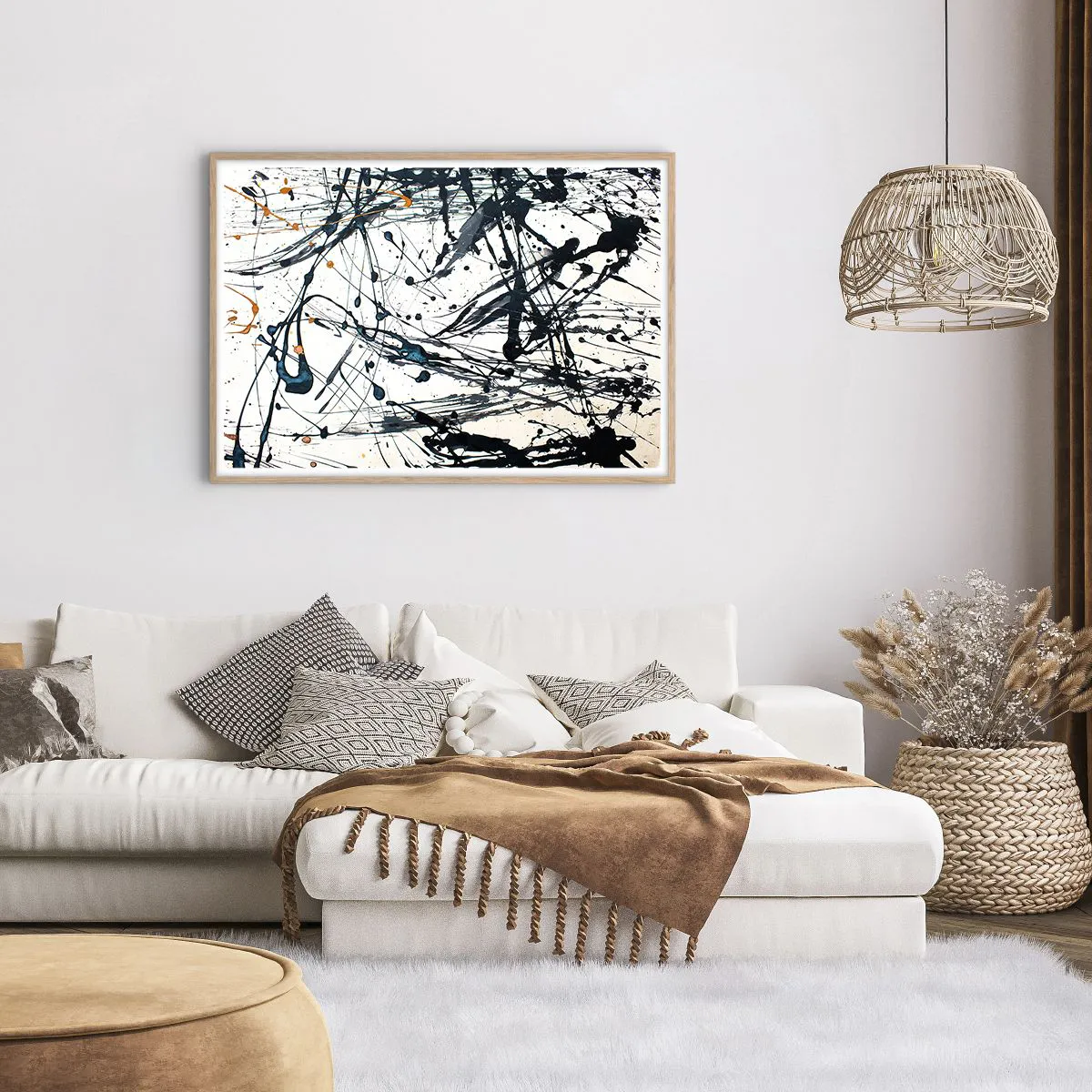 Poster in einem Rahmen aus heller Eiche - Expressionistische Abstraktion - 100x70 cm