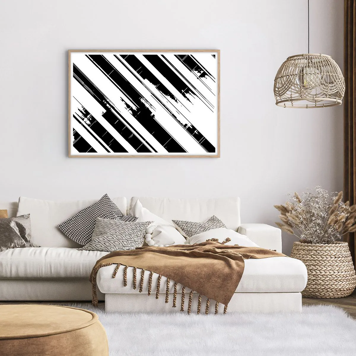 Een poster in een licht eiken lijst - Een intense en dynamische compositie - 100x70 cm