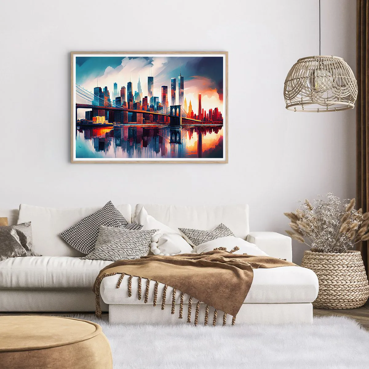 Plakat w ramie jasny dąb - Zjawiskowy Nowy Jork - 100x70 cm