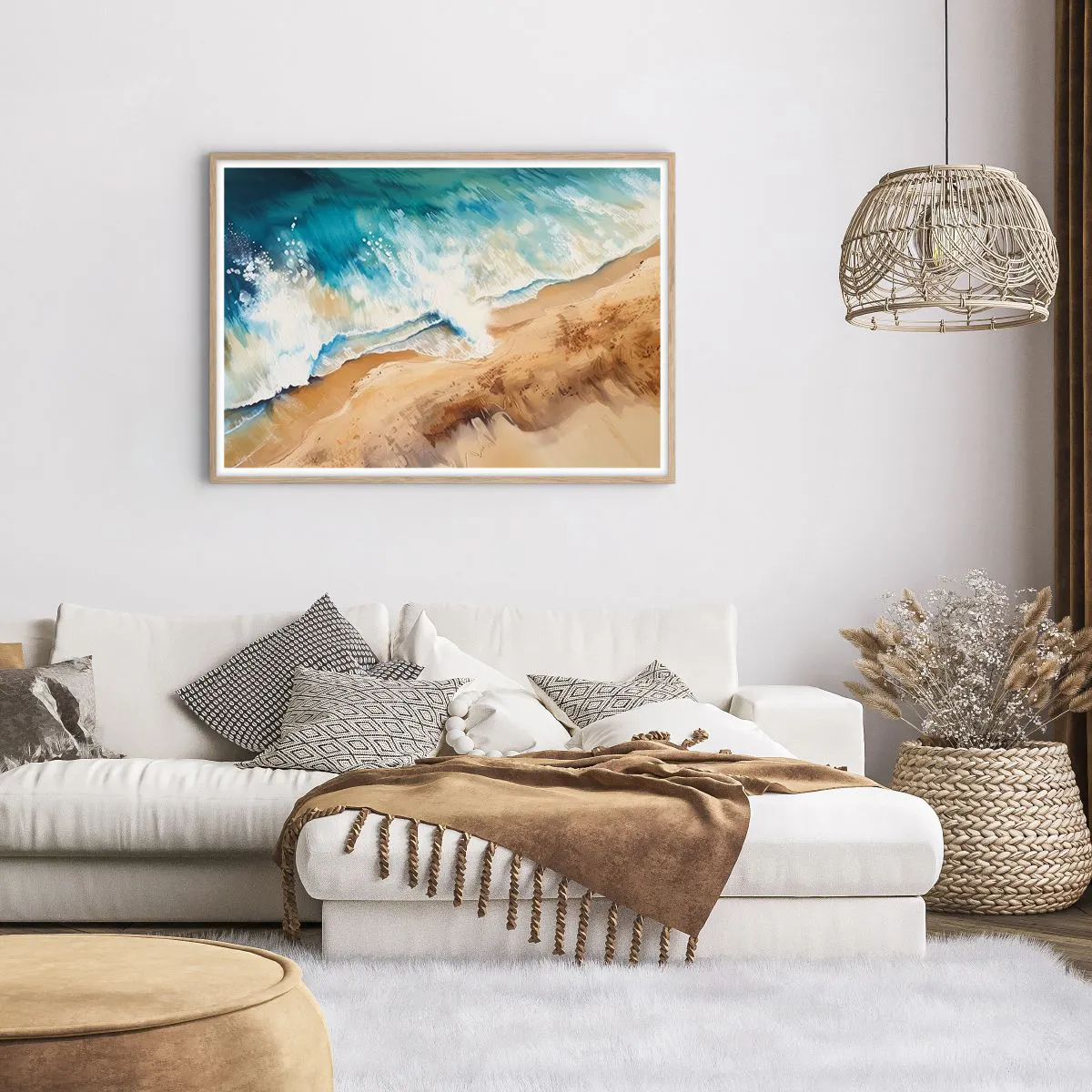 Poster in einem Rahmen aus heller Eiche - Zurückkehrende Welle - 100x70 cm