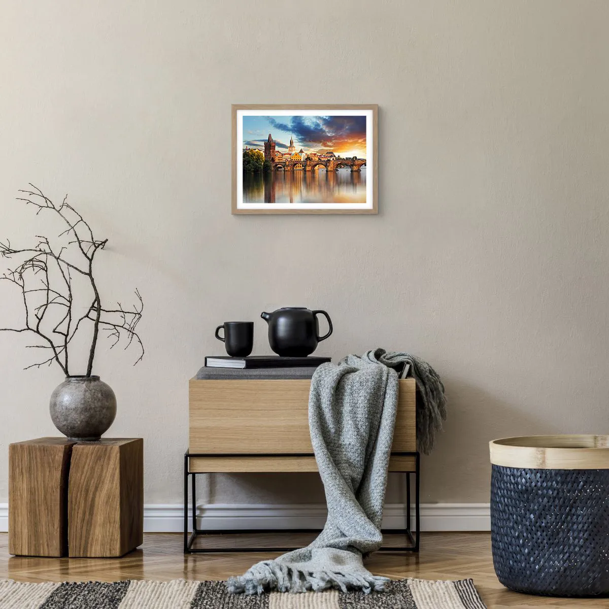 Poster in light oak frame - Beautiful Prague - 40x30 cm