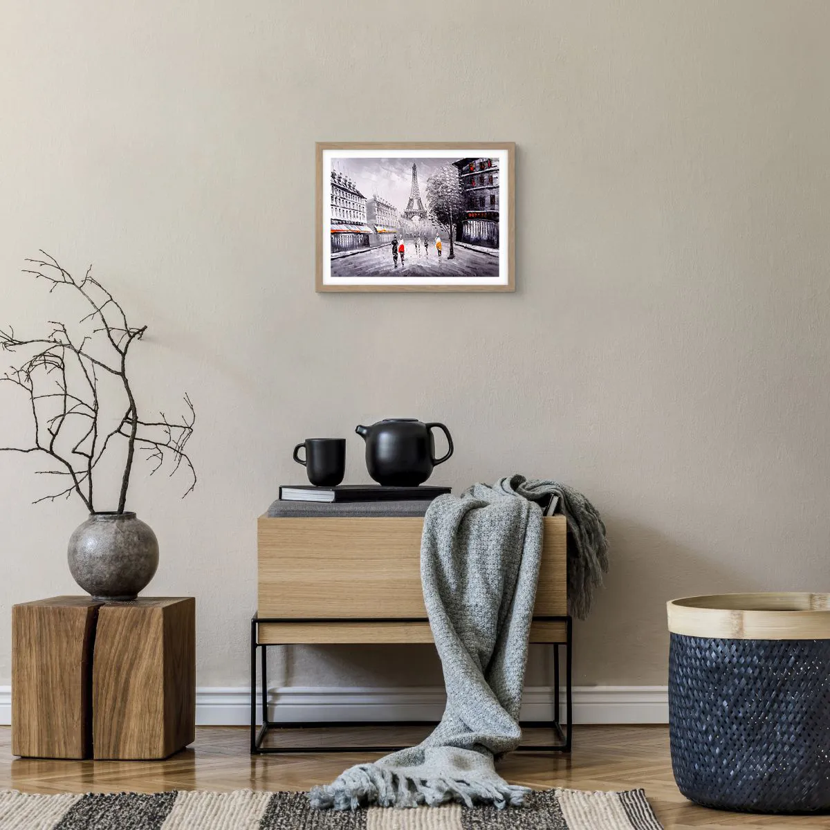 Poster in light oak frame - Parisian Walk - 40x30 cm