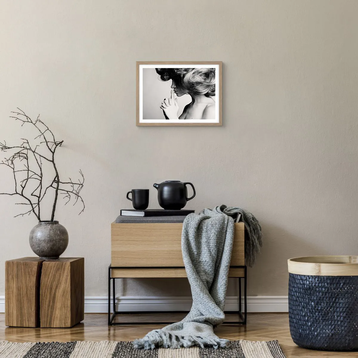 Plakat i ramme af lyst egetræ - Lyt til sig selv - 40x30 cm