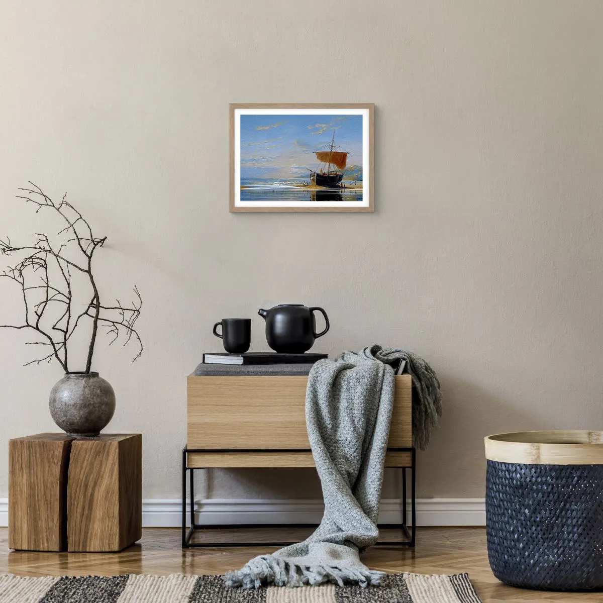 Affiche dans un chêne clair - Poster - Eau, terre, air - 40x30 cm