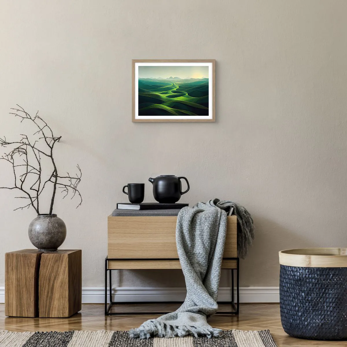 Poster in light oak frame - In Green Valleys - 40x30 cm
