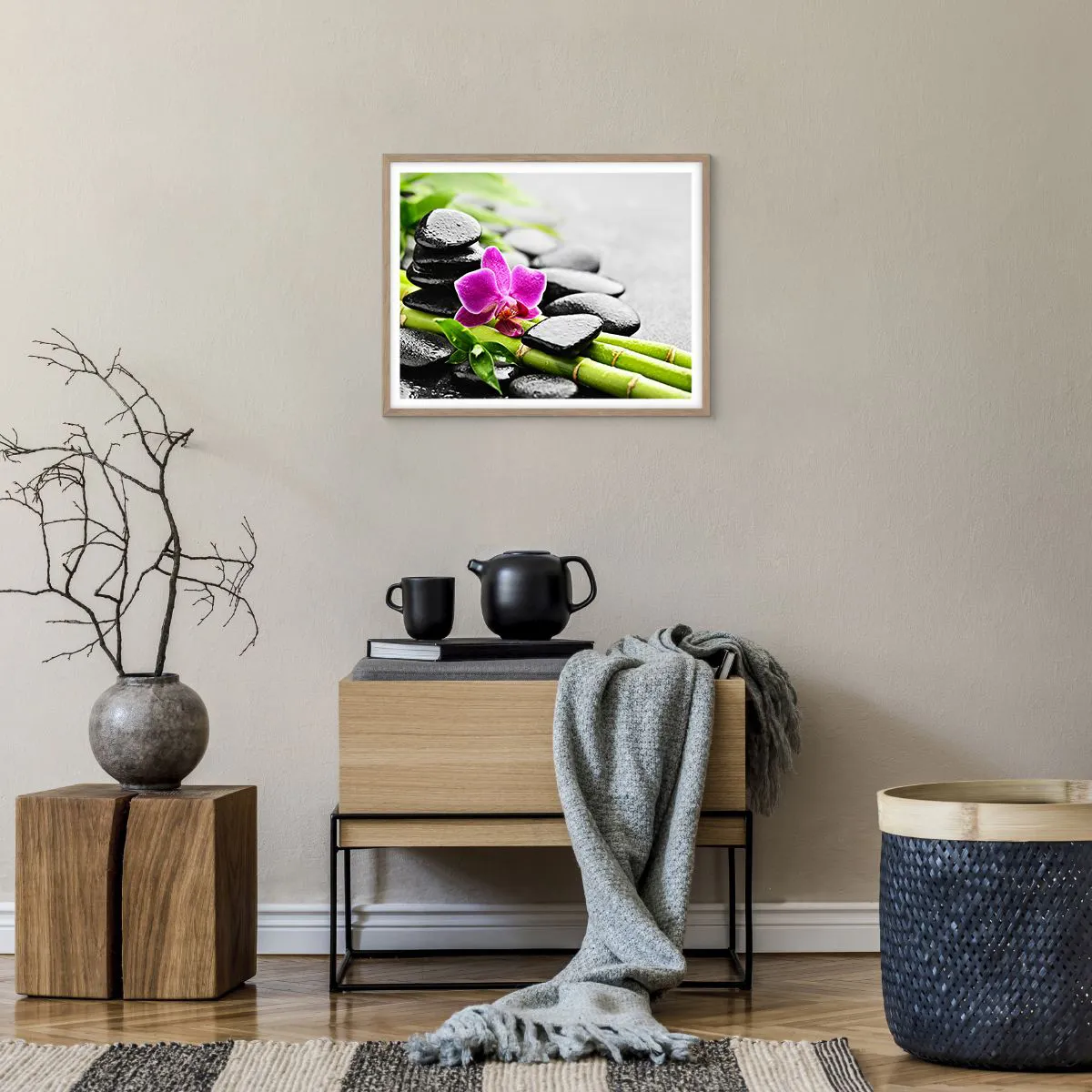 Poster în ramă de stejar deschis - Într-un echilibru pașnic - 50x40 cm