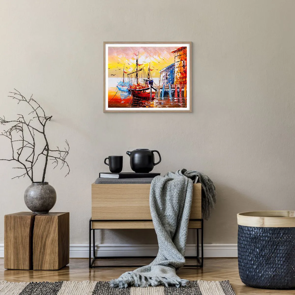 Affiche dans un chêne clair - Poster - Bon retour - 50x40 cm