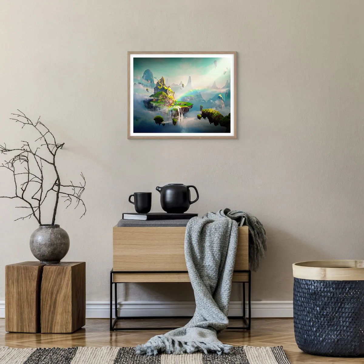 Poszter világos tölgy keretben - Az ég közepén - boldog szigetek - 50x40 cm