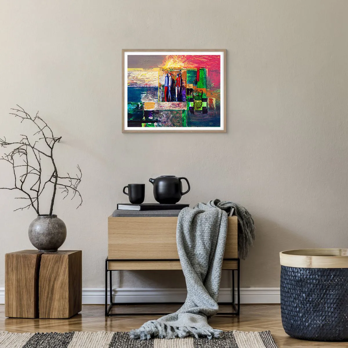 Pôster com moldura de carvalho claro - Relacionamentos e emoções - 50x40 cm