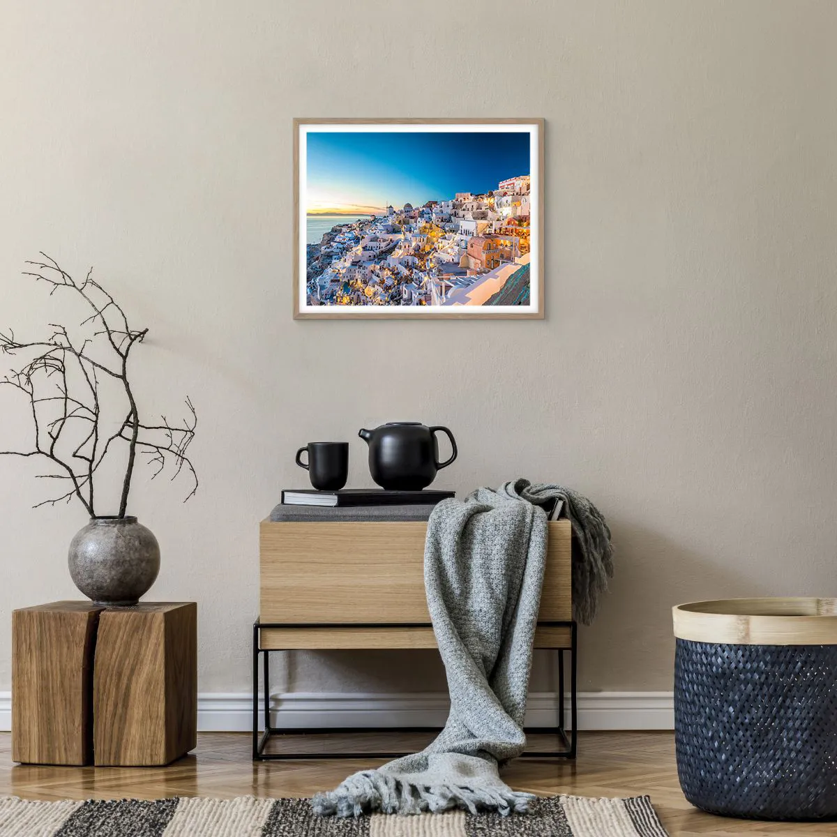 Poster in einem Rahmen aus heller Eiche - Die Essenz des Griechischen - 50x40 cm