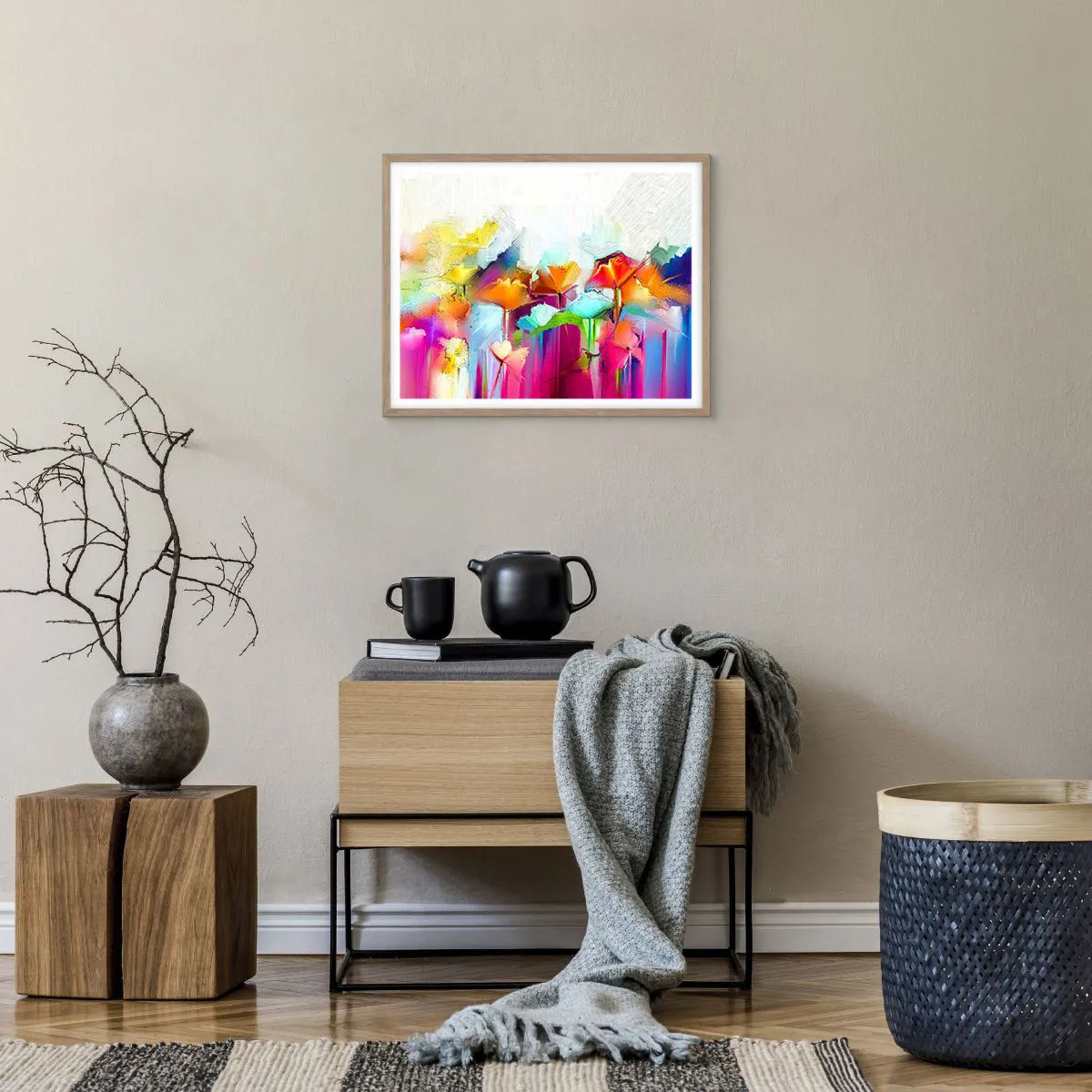 Poster in light oak frame - Rainbow Has Bloomed - 50x40 cm