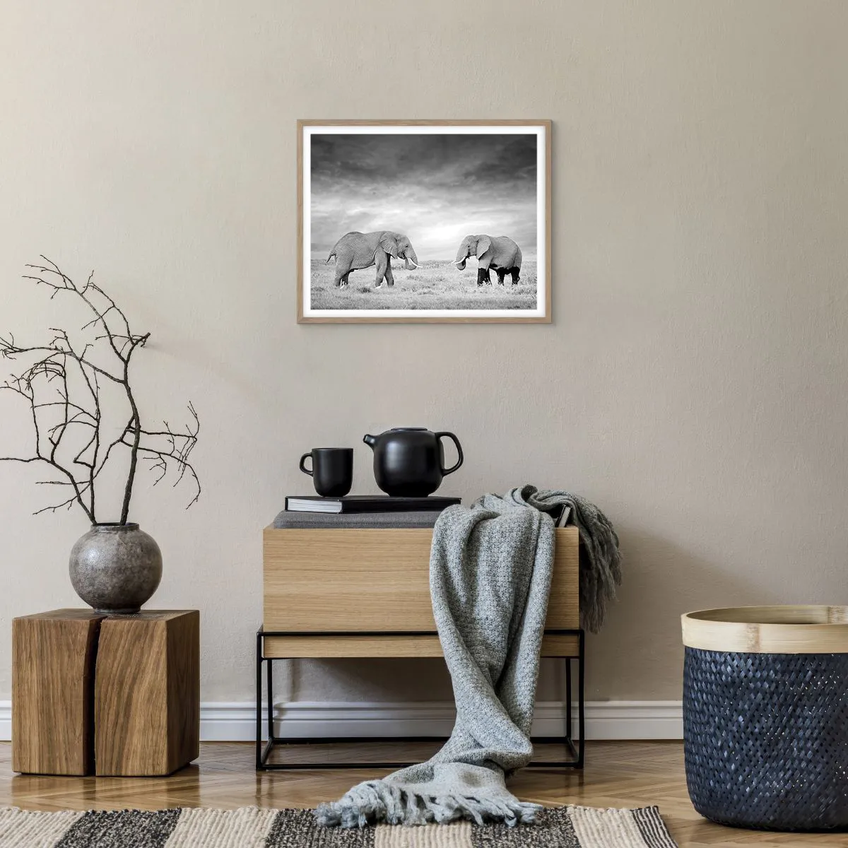 Plakát v rámu světlý dub - Šedá je krásná - 50x40 cm