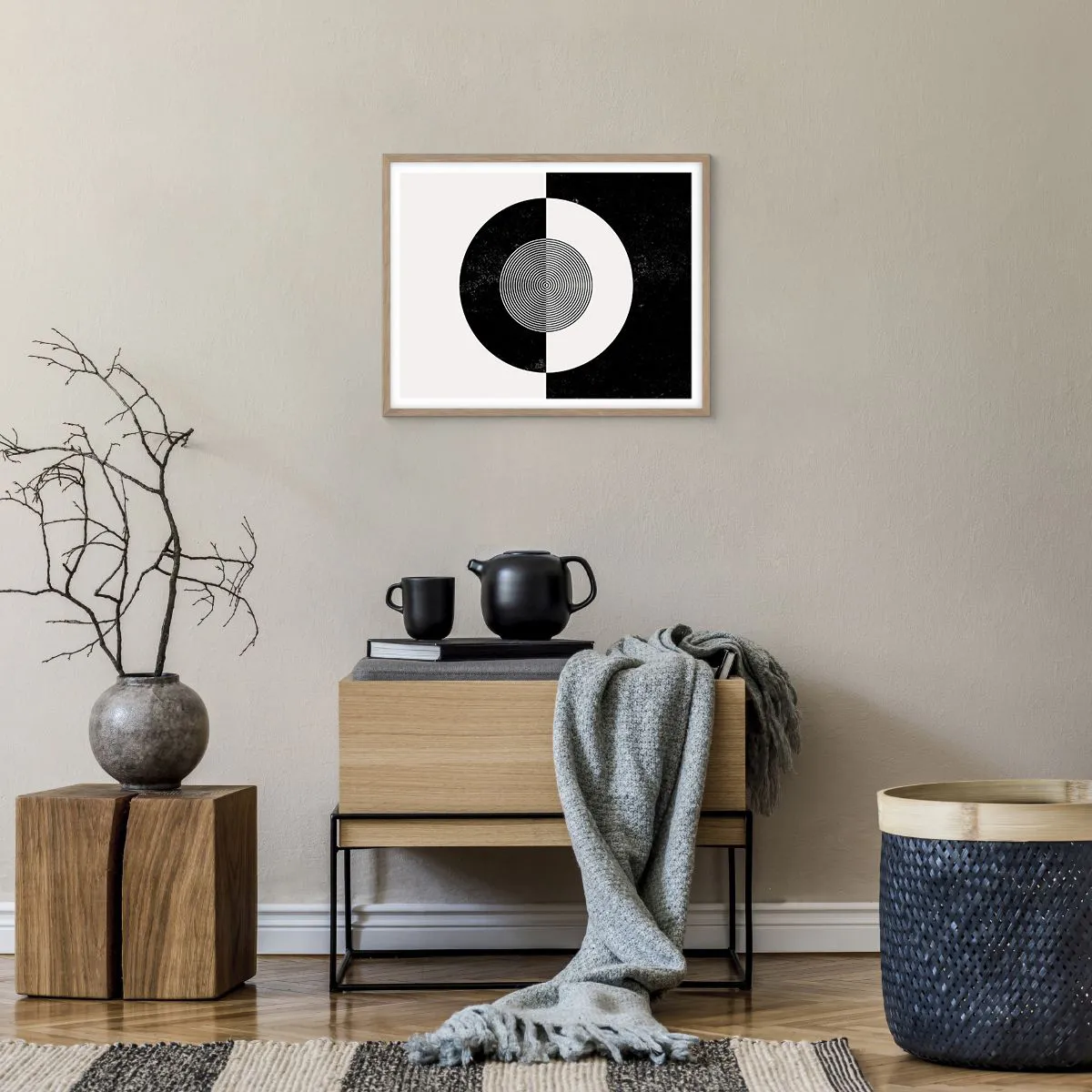 Affisch i ram av ljusek - Harmoni i svart och vitt - 50x40 cm